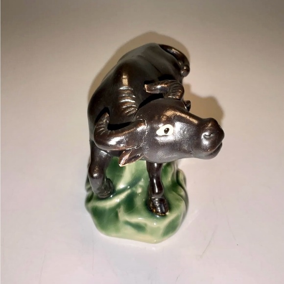 Vintage Beautiful Chinese Rare Ceramic Black Bull Ox Statue - Picture 4 of 11